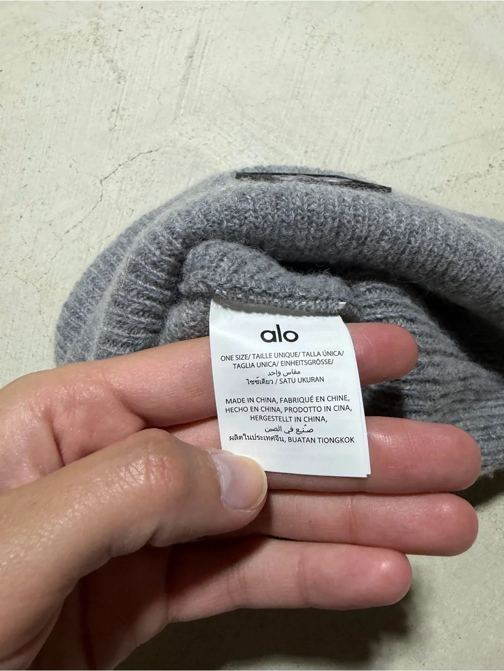 ALO Yoga Gray Ribbed everyday beanie Logo